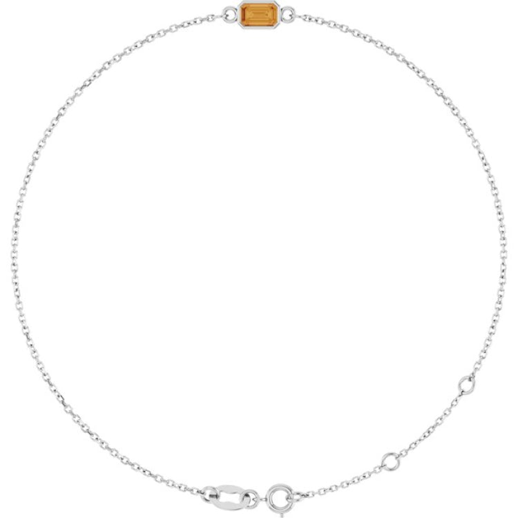14K White Gold Natural Citrine 6 1/2-7 1/2" Bracelet