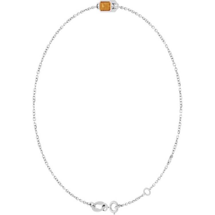 14K White Gold Natural Citrine 6 1/2-7 1/2" Bracelet