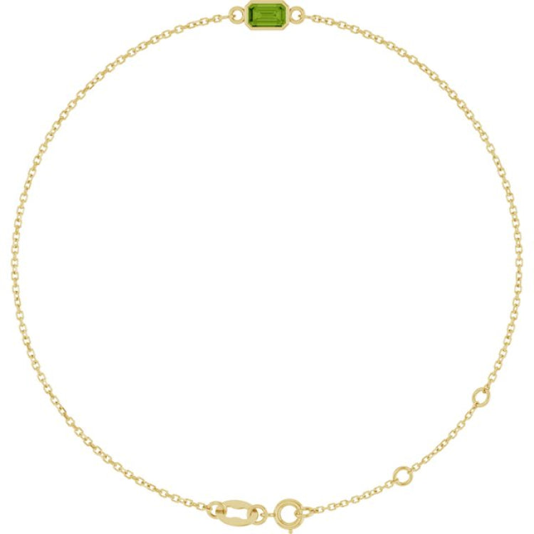 14K Yellow Gold Natural Peridot 6 1/2-7 1/2" Bracelet