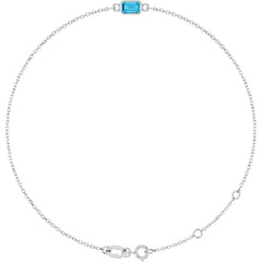 14K White Gold Natural Aquamarine 6 1/2-7 1/2" Bracelet