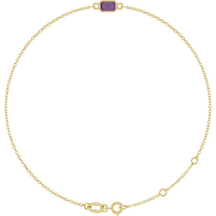 14K Yellow Gold Lab-Grown Alexandrite 6 1/2-7 1/2" Bracelet