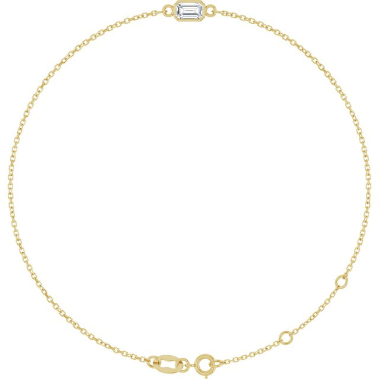 14K Yellow Gold Natural White Sapphire 6 1/2-7 1/2" Bracelet