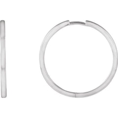 14K White Gold Hinged 25 mm Hoop Earring