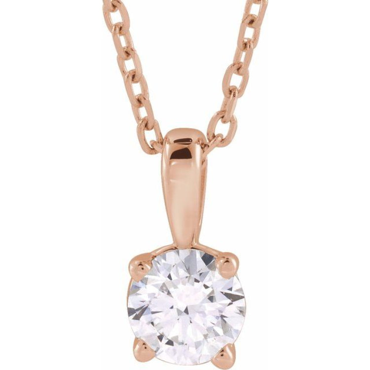 14K Rose Gold 1/2 CT Natural Diamond 18" Necklace