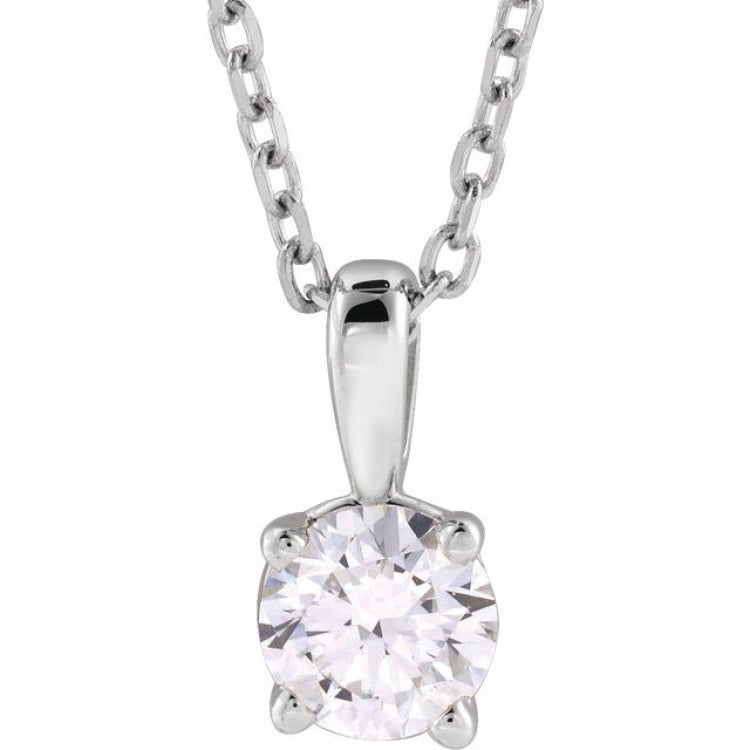14K White Gold 1 CT Natural Diamond 18" Necklace