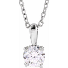 14K White Gold 1 CT Natural Diamond 18" Necklace