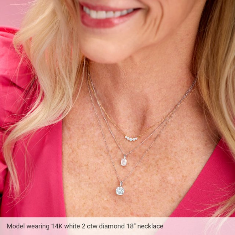 14K White Gold 2 CT Lab-Grown Diamond 18" Necklace