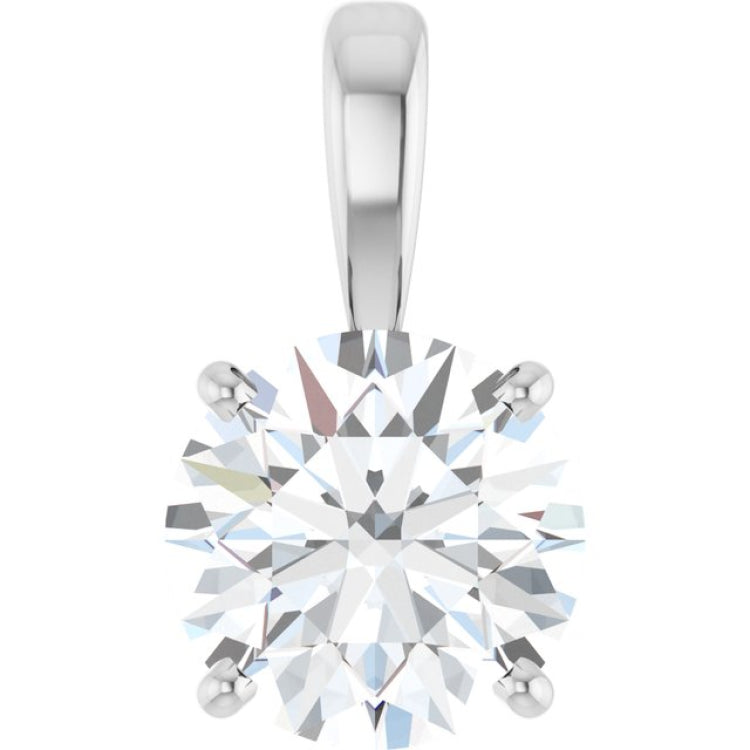 14K White Gold 2 CT Lab-Grown Diamond Pendant