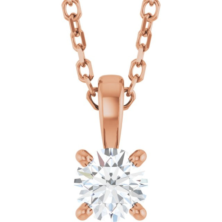 14K Rose Gold 1/4 CT Lab-Grown Diamond 18" Necklace