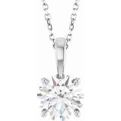 14K White Gold 2 CT Lab-Grown Diamond 18" Necklace
