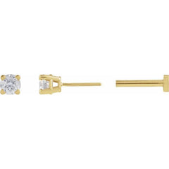 14K Yellow Gold 1/10 CT Natural Diamond  Earring