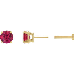 14K Yellow Gold Natural Ruby Earring