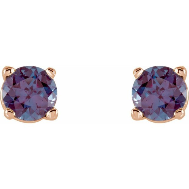 14K Rose Gold Natural Alexandrite Earring