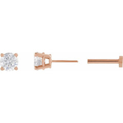 14K Rose Gold 1/4 CT Natural Diamond Earring