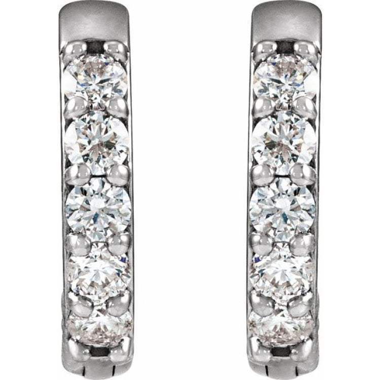14K White Gold 1/4 CTW Lab-Grown Diamond Hinged 12.5 mm Hoop Earrings