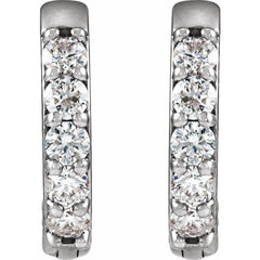 14K White Gold 1/4 CTW Lab-Grown Diamond Hinged 12.5 mm Hoop Earrings