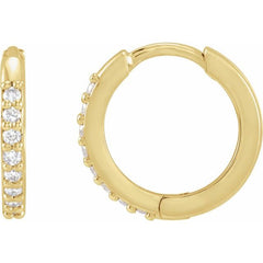 14K White Gold 1/6 CTW Natural Diamond Hinged 10 mm Hoop Earrings