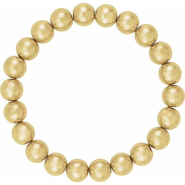 14K Yellow Gold-Filled 8 mm Elastic Bead 6 1/2" Bracelet