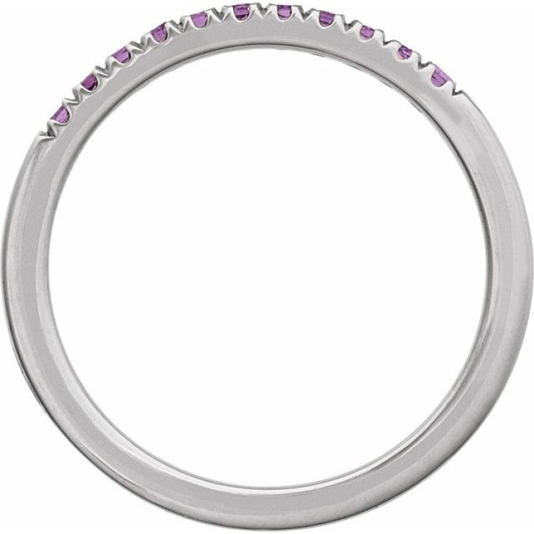 10K White Gold Natural Amethyst Stackable Ring