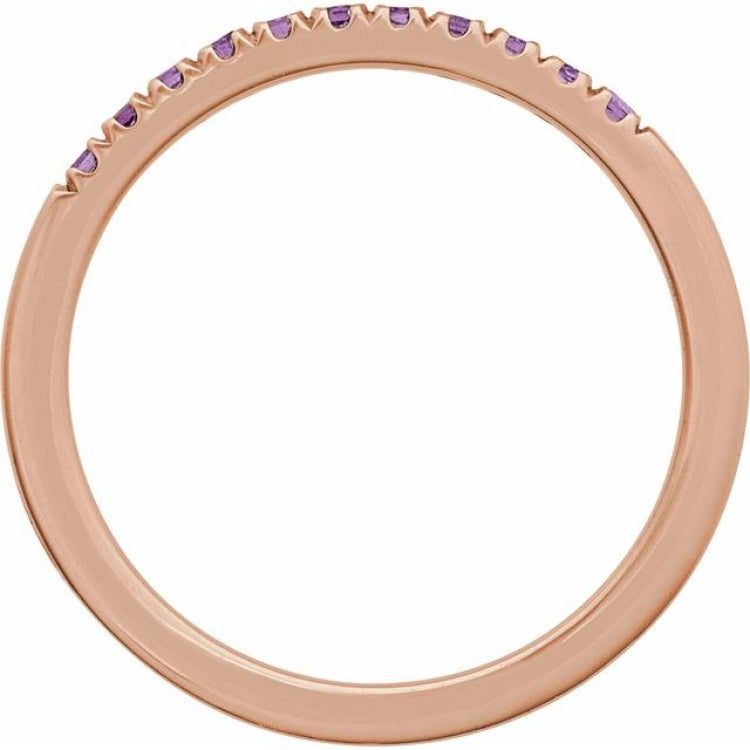 10K Rose Gold Natural Amethyst Stackable Ring