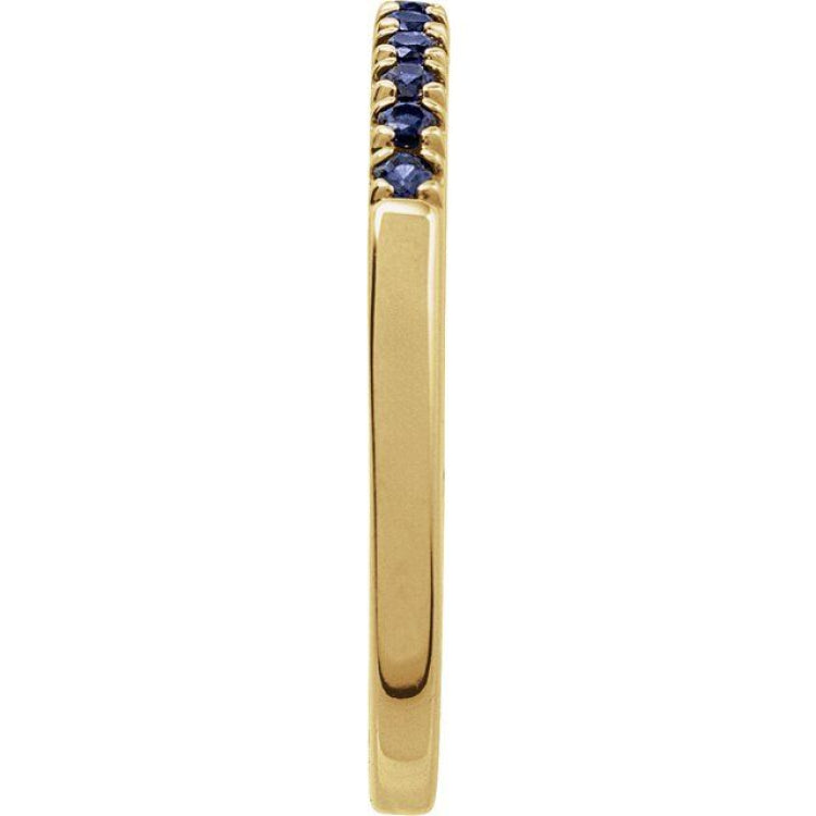 10K Yellow Gold Natural Blue Sapphire Stackable Ring