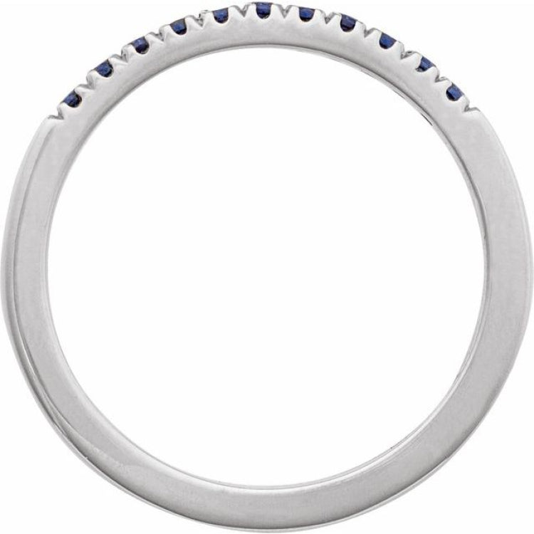 10K White Gold Lab-Grown Blue Sapphire Stackable Ring