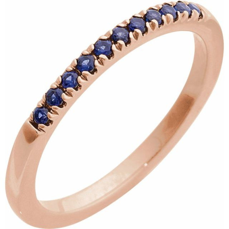 10K Rose Gold Lab-Grown Blue Sapphire Stackable Ring