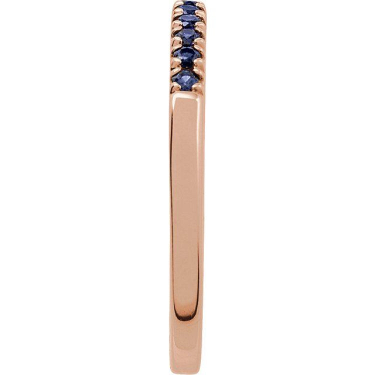 10K Rose Gold Lab-Grown Blue Sapphire Stackable Ring