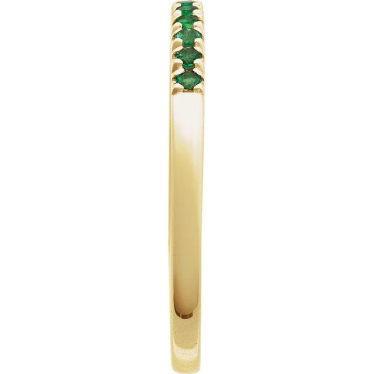 10K Yellow Gold Natural Emerald Stackable Ring