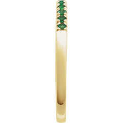 10K Yellow Gold Natural Emerald Stackable Ring