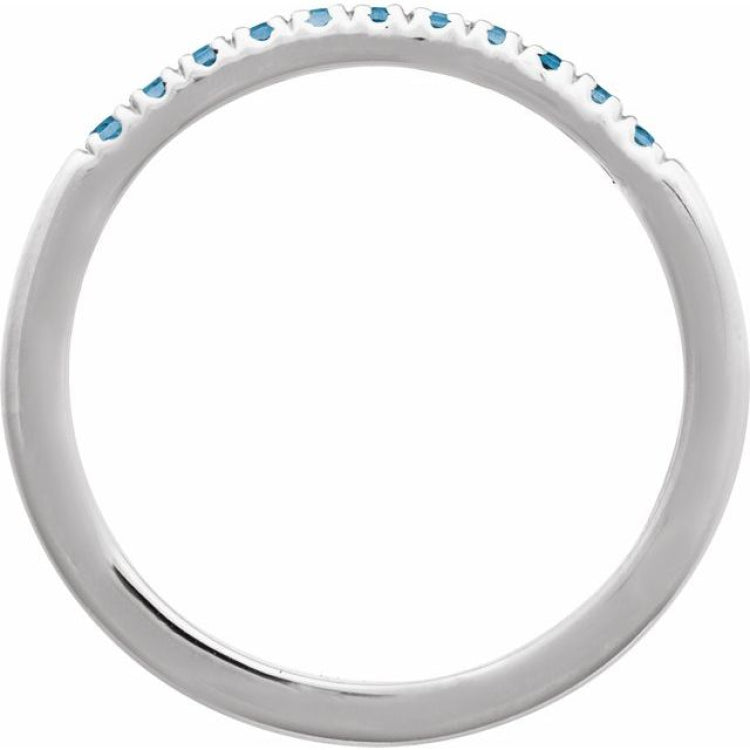 10K White Gold Natural London Blue Topaz Stackable Ring