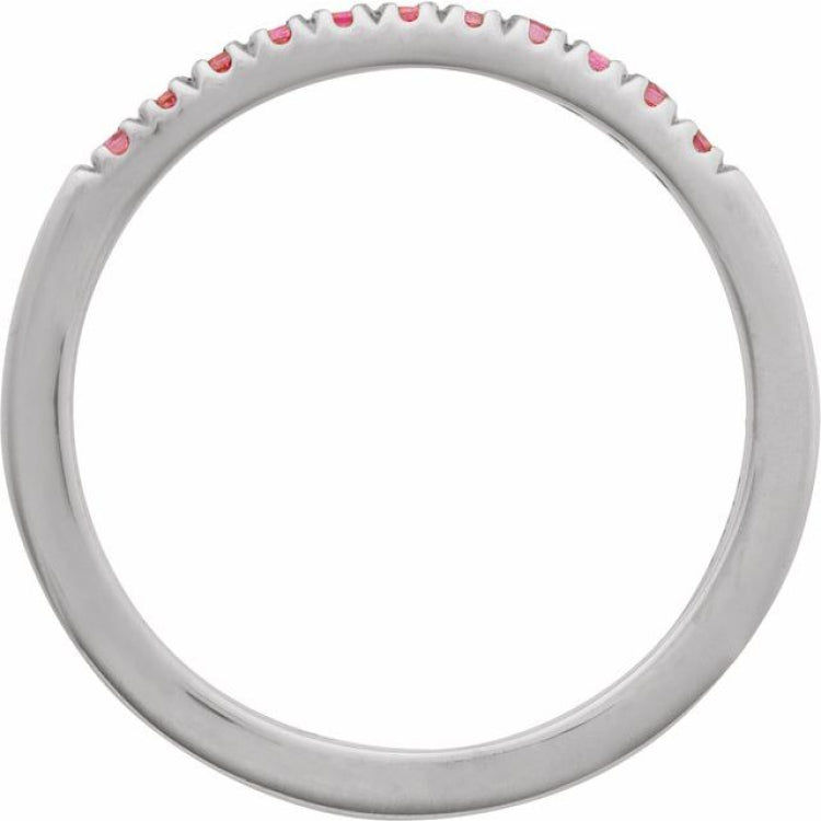 10K White Gold Natural Pink Tourmaline Stackable Ring