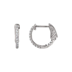 Sterling Silver Imitation White Cubic Zirconia Inside-Outside 14.5 mm Hinged Hoop Earrings