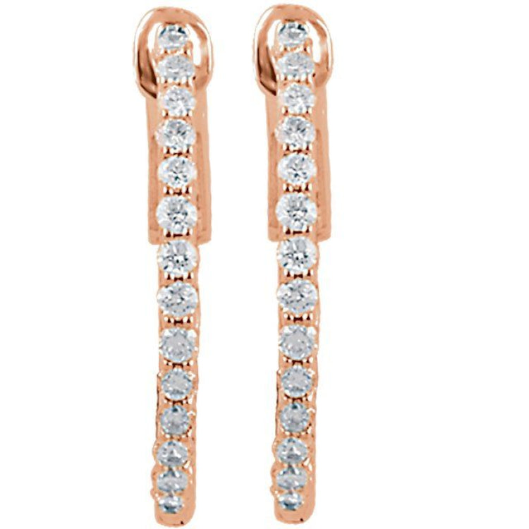14K Rose Gold 1/2 CTW Natural Diamond Inside-Outside 19 mm Hinged Hoop Earrings