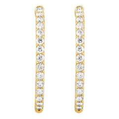 14K Yellow Gold 2 CTW Natural Diamond Inside-Outside 29.5 mm Hinged Hoop Earrings