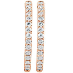 14K Rose Gold 2 CTW Natural Diamond Inside-Outside 29.5 mm Hinged Hoop Earrings