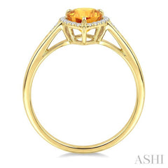 16X6 MM Evoque Gemstone Pear Shape Citrine and 1/6 Ctw Round Cut Diamond Semi-Precious Ring in 10K Yellow Gold