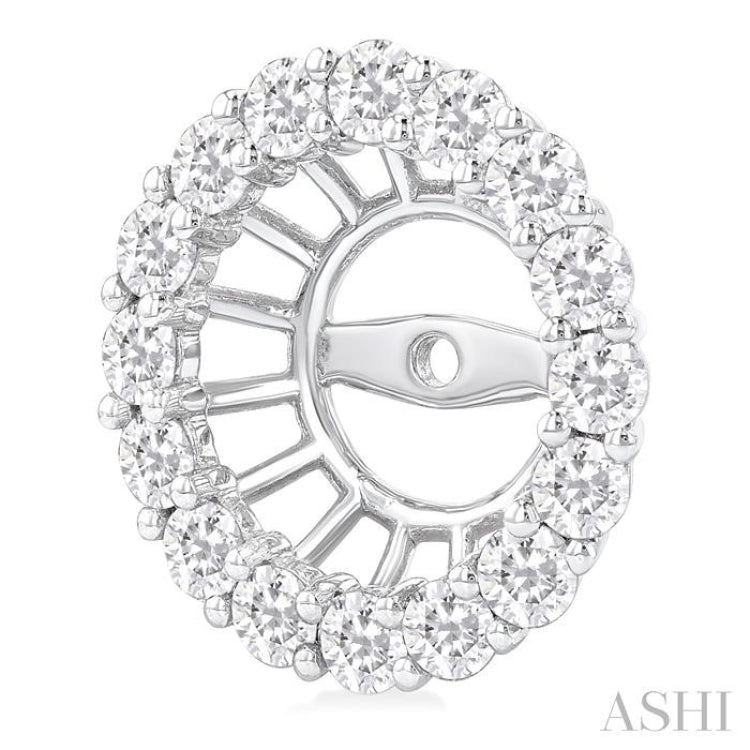 1 1/4 Ctw Round Cut Diamond 8MM Round Earrings Jacket in 14K White Gold