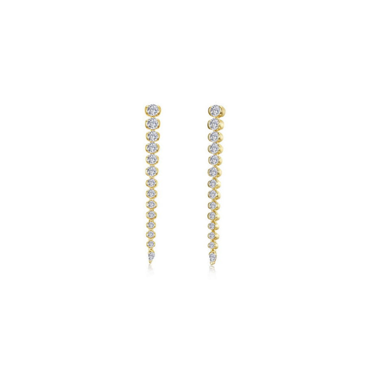 Graduated Half Bezel Drop Earrings