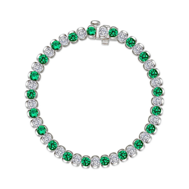 7.5 CTW Aria Half- Bezel Emerald Tennis Bracelet