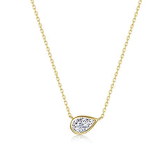 East-West Bezel Pear Solitaire Necklace 