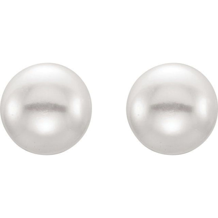 Sterling Silver 7-8 mm Cultured Black Freshwater Button Pearl Earrings