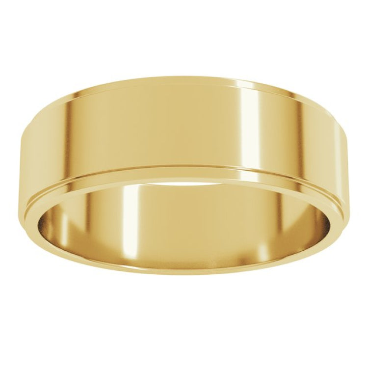 14K Yellow Gold 6 mm Stepped-Edge Flat Band Size 8