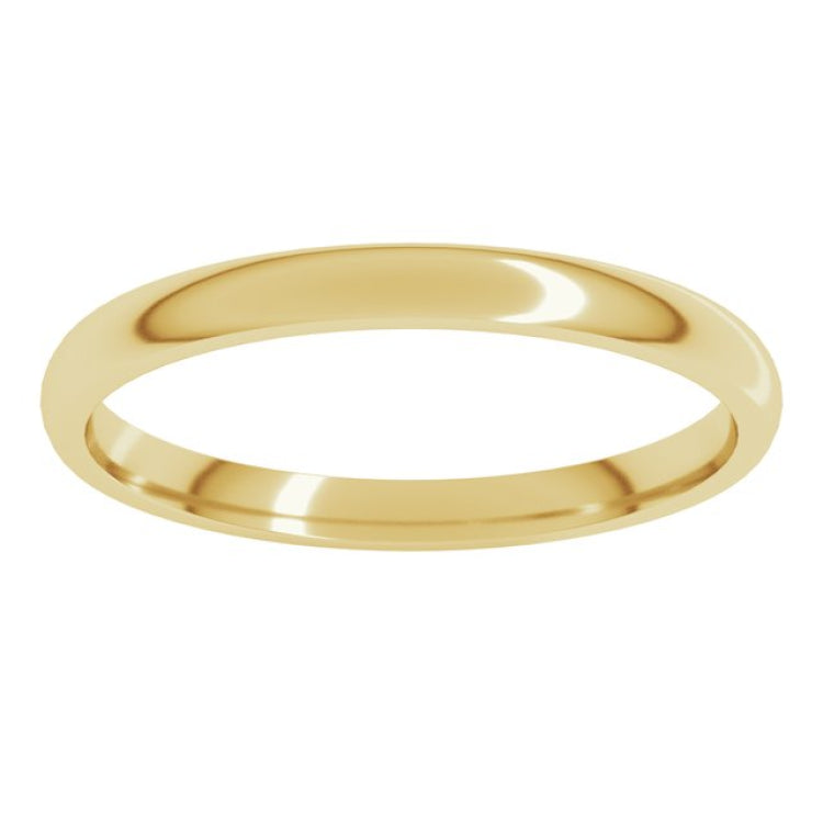 18K Yellow Gold 2 mm Lightweight Comfort-Fit Half Round Band Size 6.5