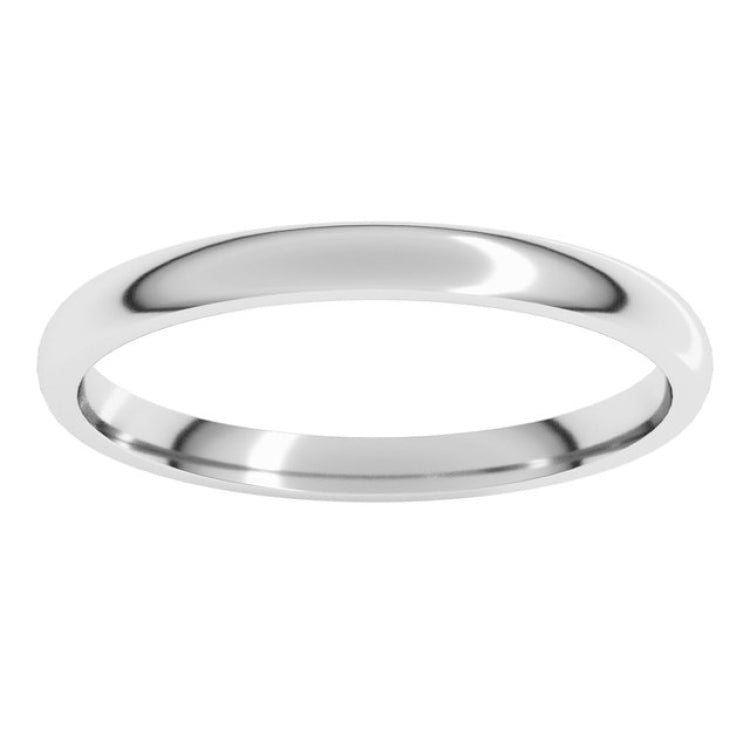 Platinum 2 mm Lightweight Comfort-Fit Half Round Band Size 4.5