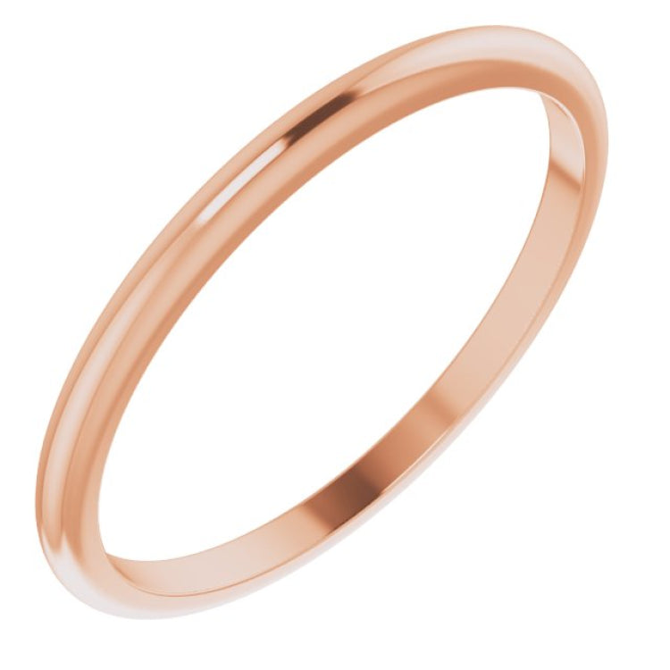 14K Rose Gold 1.5 mm Half Round Band Size 4.5
