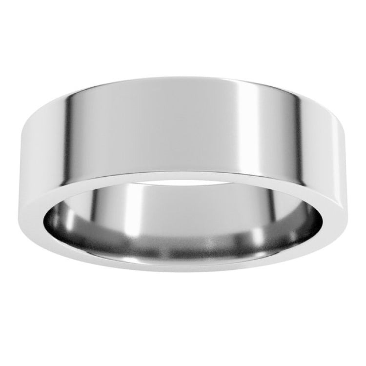 14K White Gold 6 mm Comfort-Fit Flat Band Size 7.5