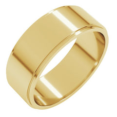 10K Yellow Gold 7 mm Stepped-Edge Flat Band Size 12.5