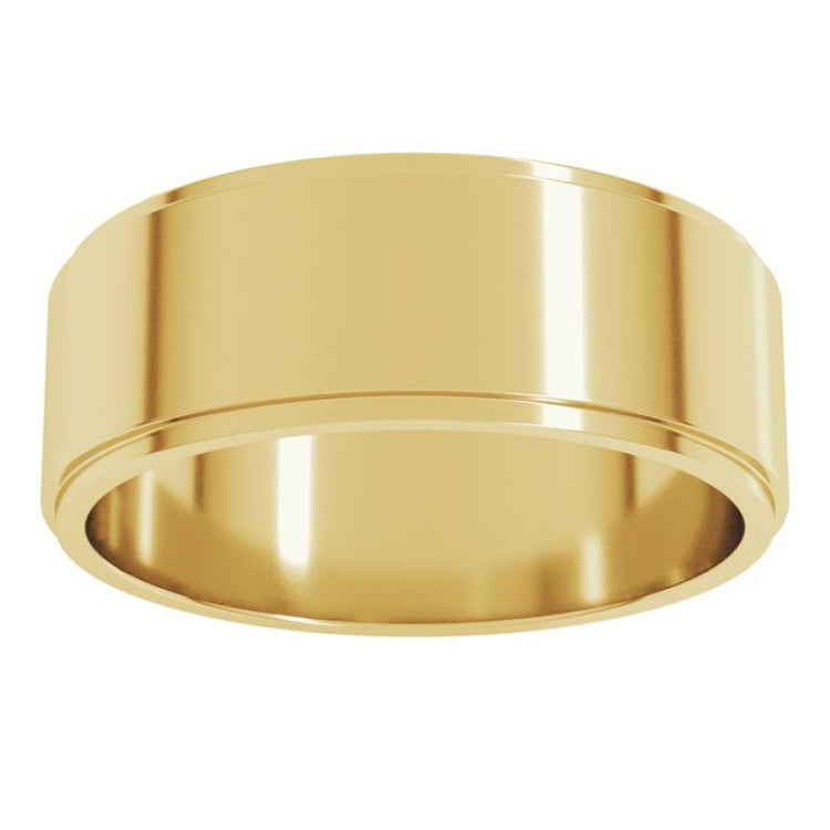 18K Yellow Gold 7 mm Stepped-Edge Flat Band Size 7.5