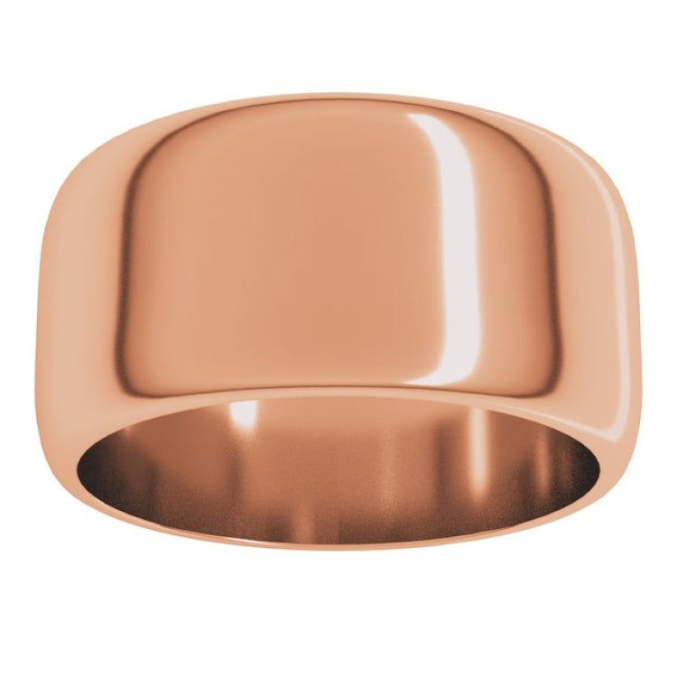 14K Rose Gold 10 mm Half Round Band Size 8